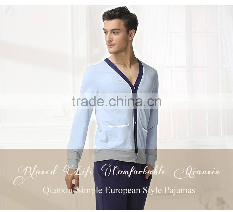 New Arrival Qianxiu Wholesale V-neck Cardigan Men Nighty