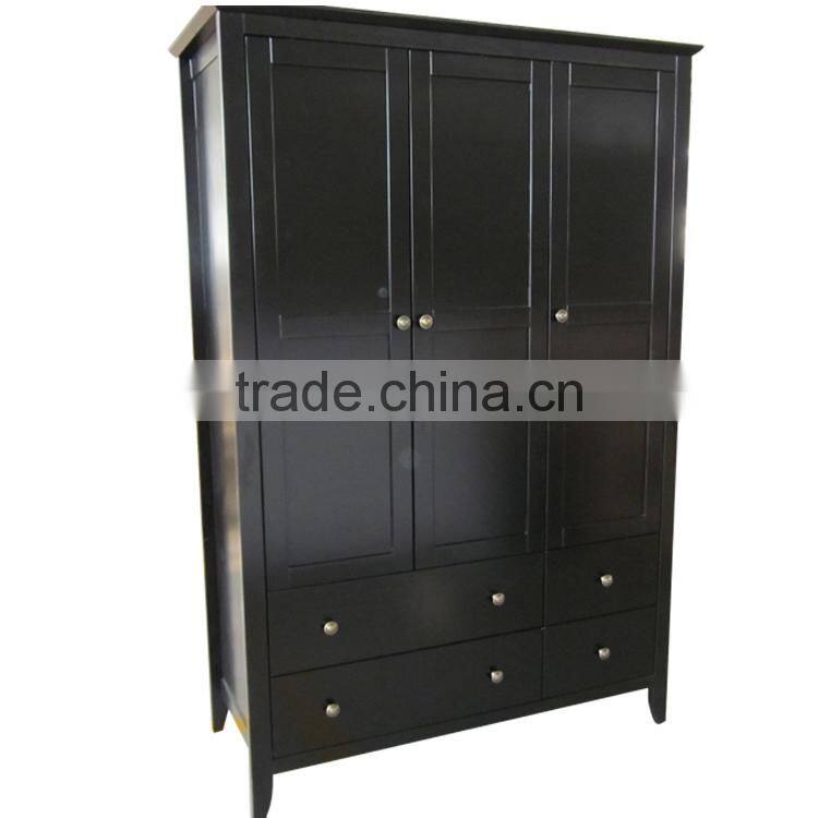 MDF New Zealand Pine solid wood cheap price wooden wardrobes with 3 doors