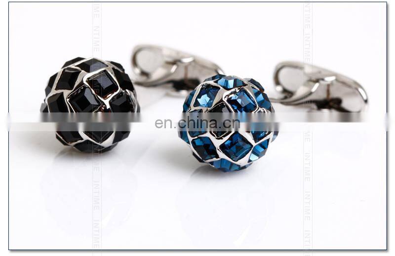 Black Plated Ball Gem Stone Cufflinks