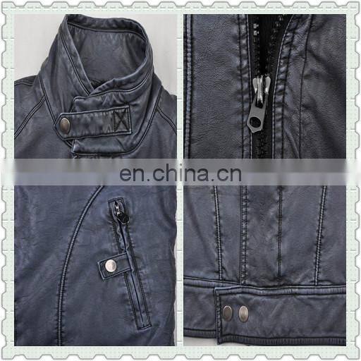 2015 lastest fashion mens handsome fur lined pu leather fur coat