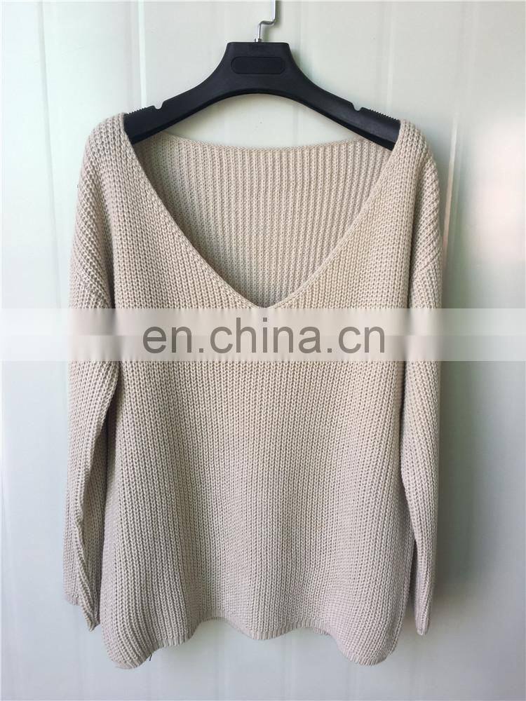 Best Selling Product Women Deep V- Neck Pullover Sweater With Best Quality KMY1107