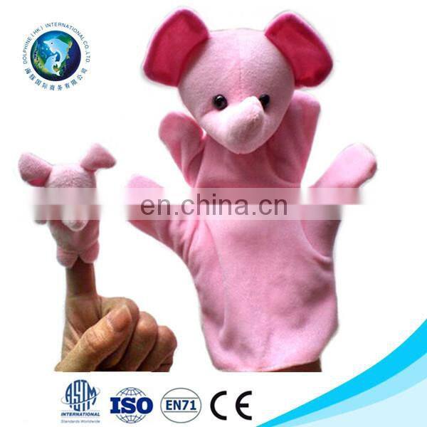 Cute various plush animal heard glove puppet popular soft stuffed funny dinosaur hand puppet