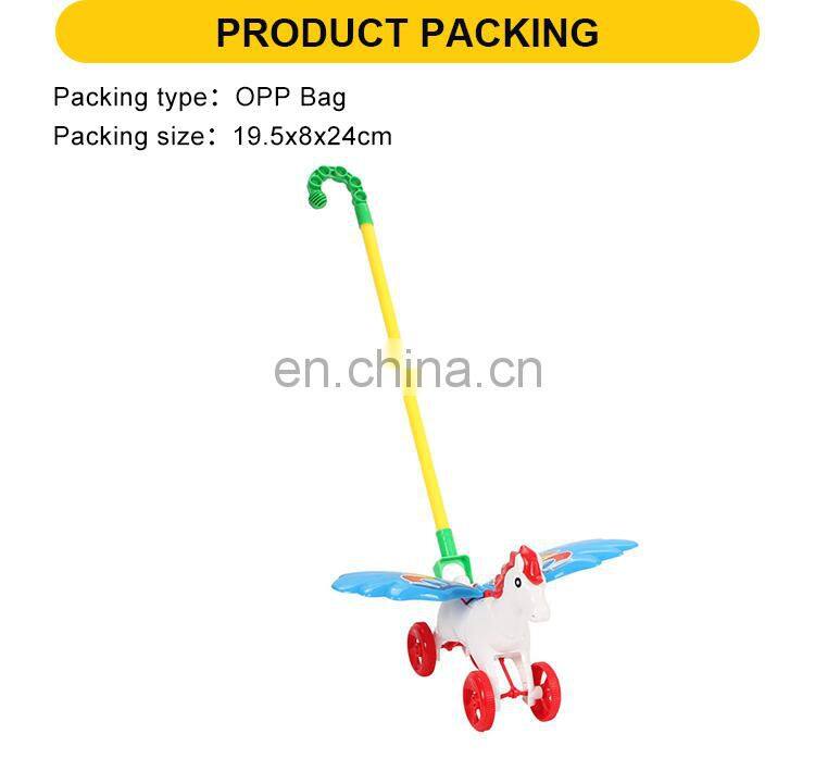 factory price cartoon wheel free white fly horse hand push walker toys