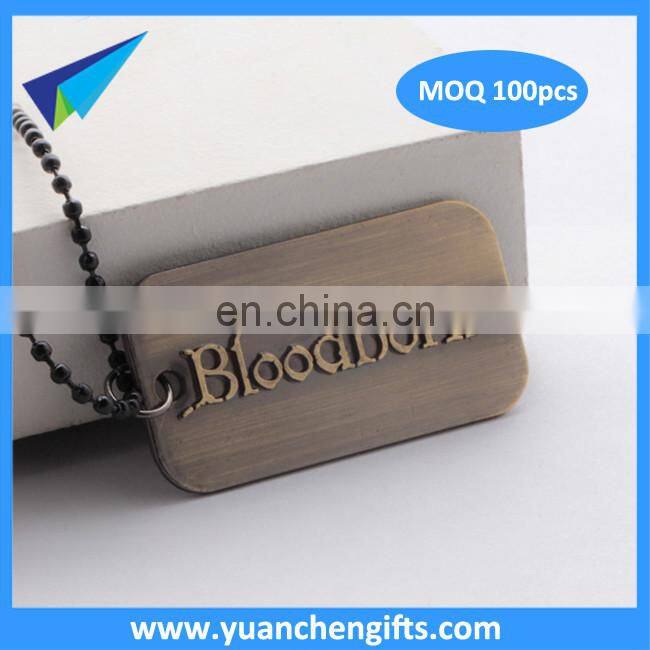 2016 Cheap raised metal aluminum dog tags with ball chains