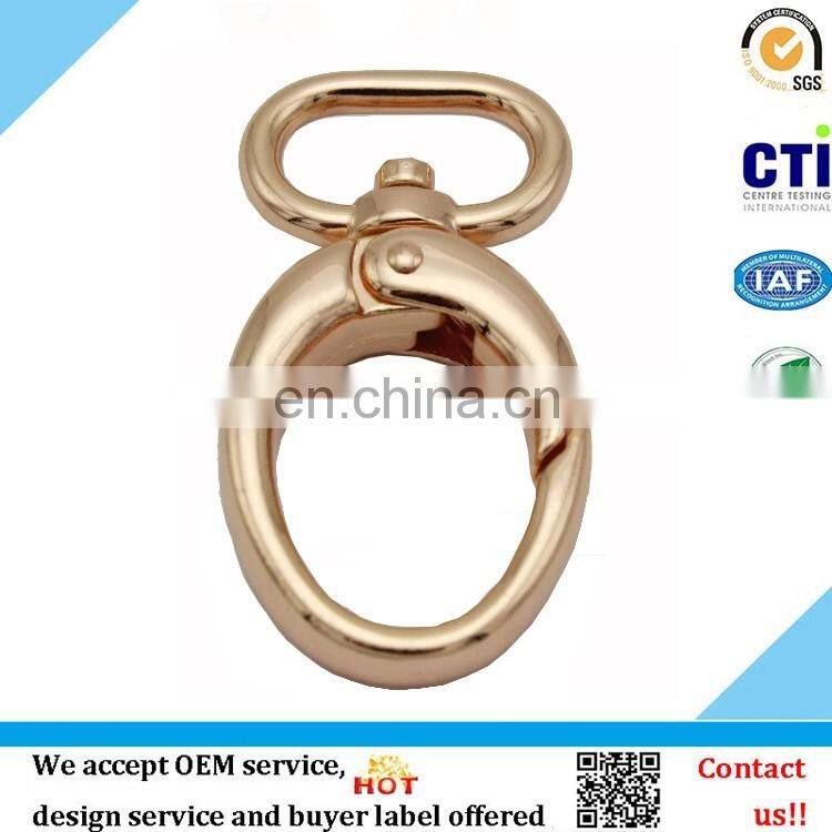 Custom rose gold metal spring hook dog hook swivel metal snap hook