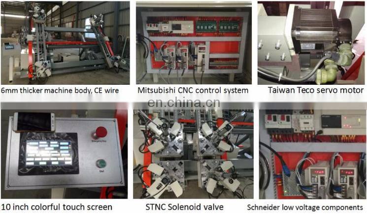 High efficiency CNC Four head corner crimping machine for aluminum profiles