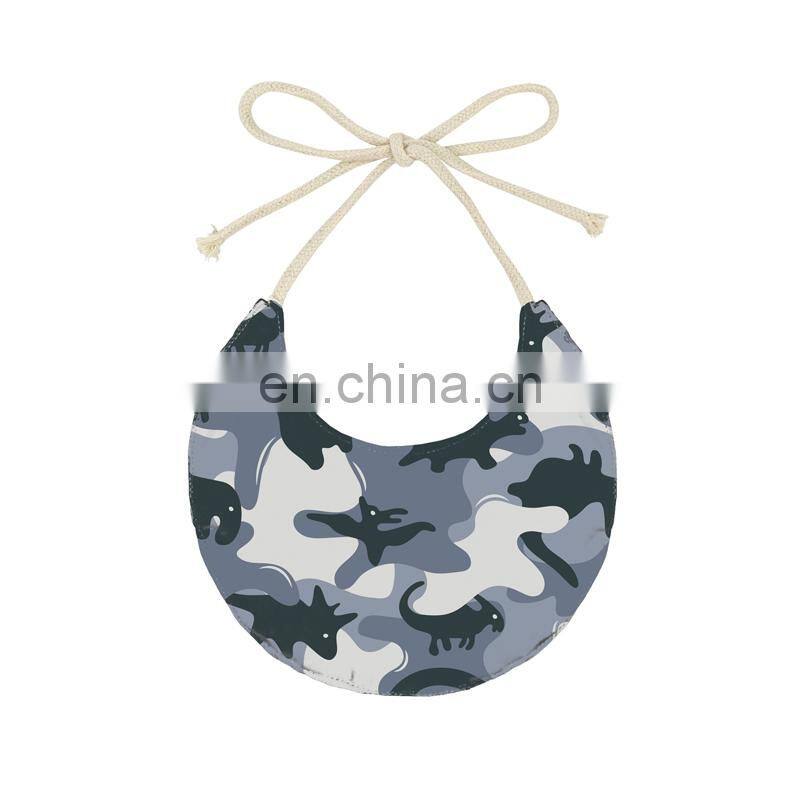 Cute cat footprints soft round shape double side toddler baby bandana drool bibs