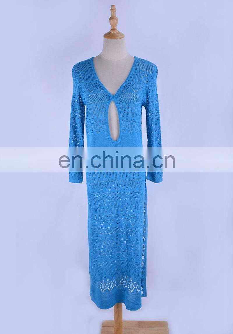 2019 Long crochet knitted beach cover ups swimsuit cover up beachwear woman swimwear