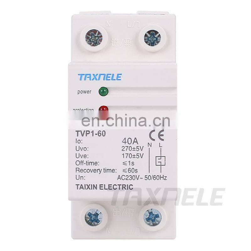 230V AC 40A 63A Din Rail Auto Recovery Voltage Protective, Voltage Power Protector 220V