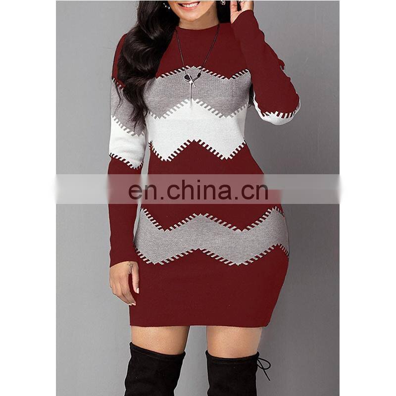 Wholesale custom-made women's Spring and autumn long-sleeved long-necked sweater pullover dress