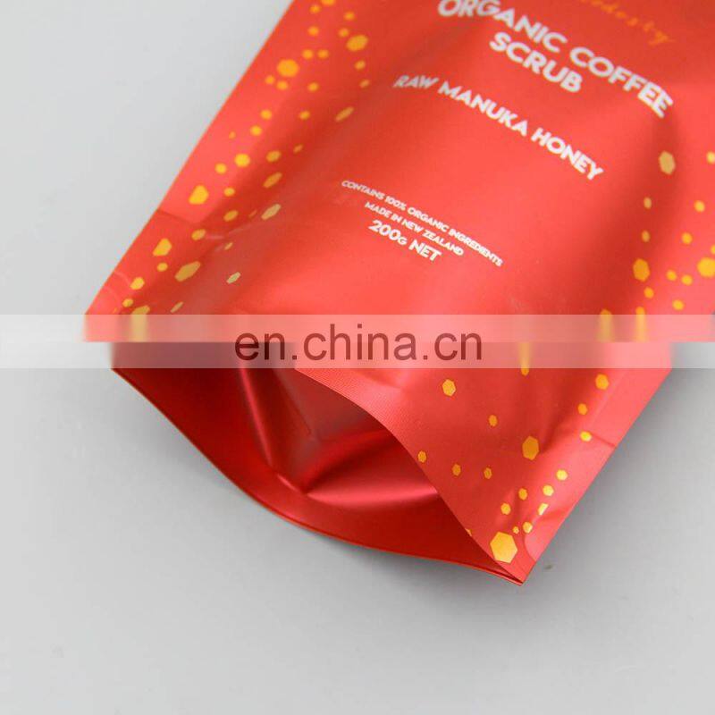 Silver mylar bag custom stand up pouch for tea ,coffee , snack