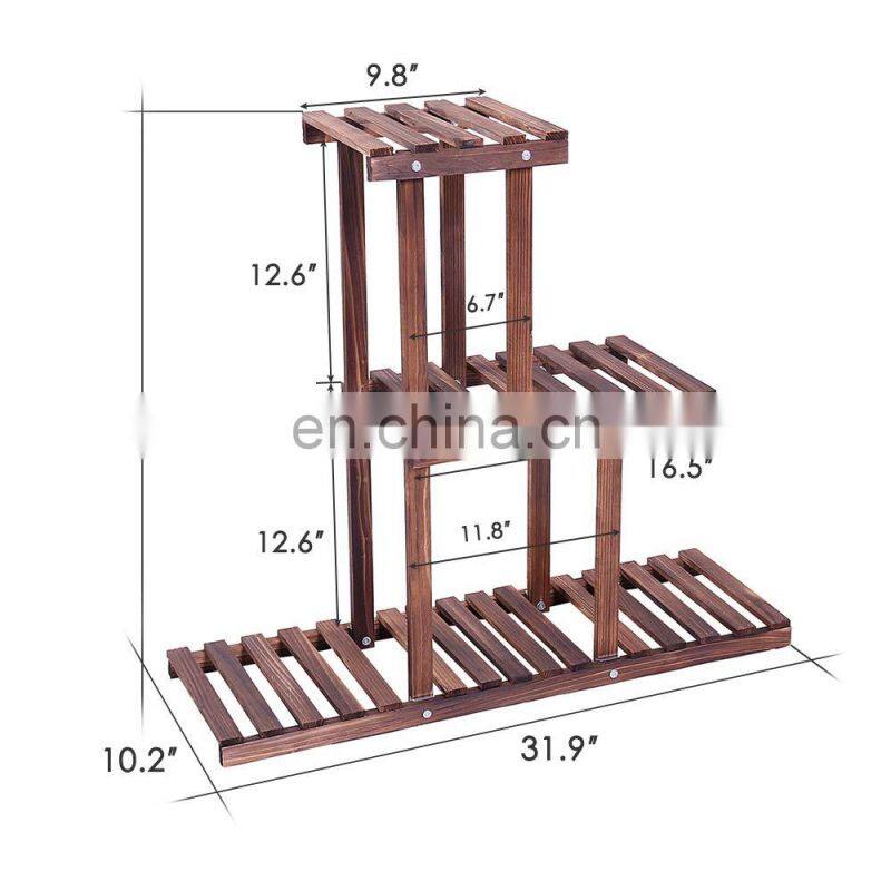 Bamboo 3-Tier Hanging Plant Stand Planter Shelves Flower Pot Organizer Storage Rack Folding Display Plants Shelf