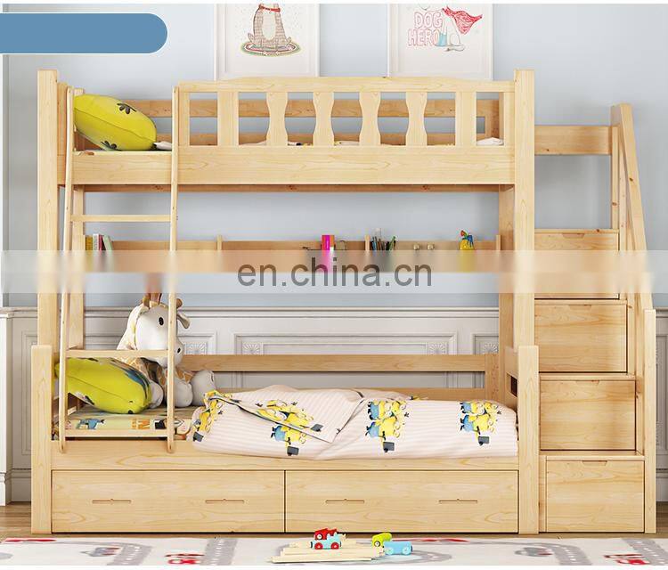Adult twin over full wooden bunk bed for 3 people children bunk double bed modern for sale bedroom sets