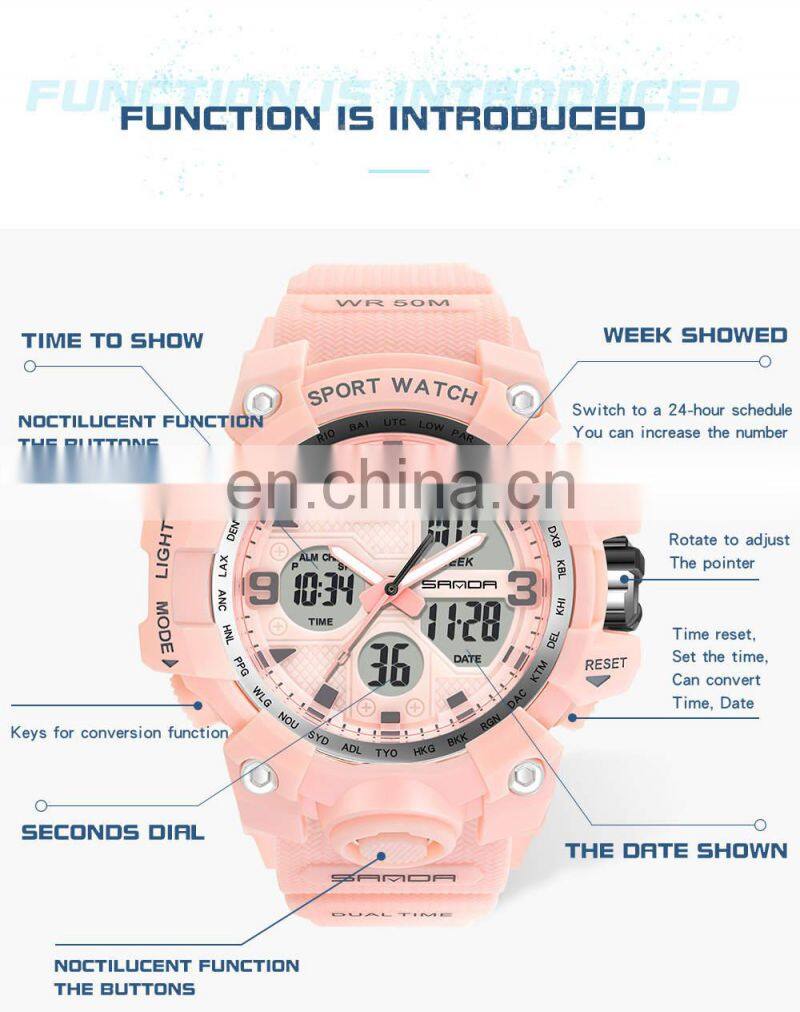 SANDA 942 women men digital watch Fashion Sports Waterproof Watch Analog Digital watches men wrist shock
