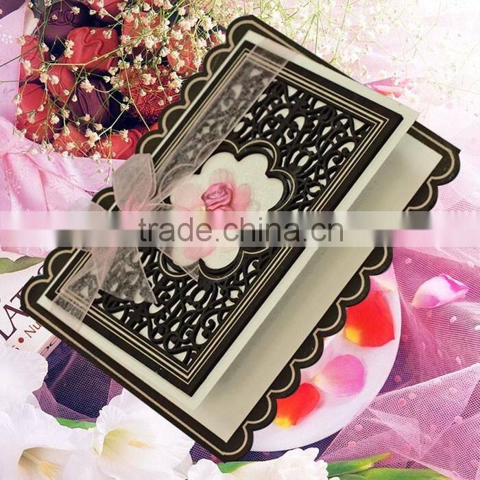 High Quality Fancy Design Wooden Laser Cut Wedding Invitation Card