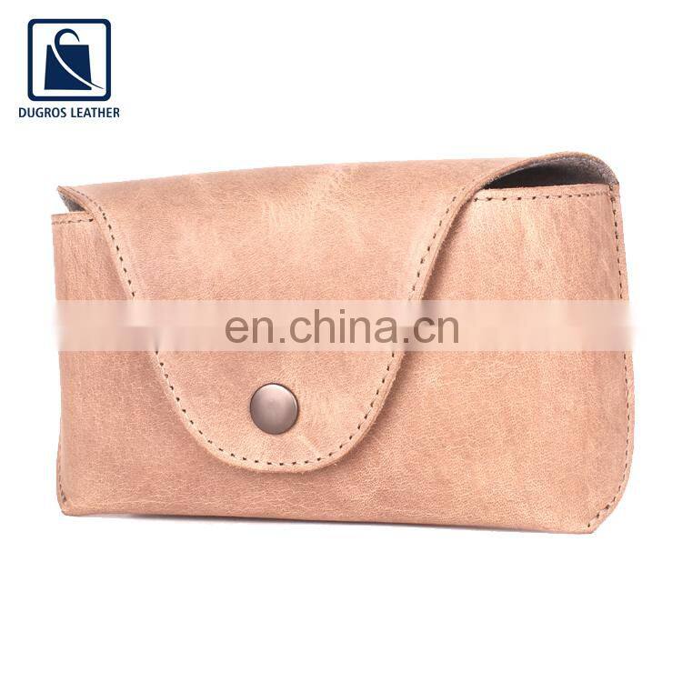 Anthracite Fitting Matching Stitching Unique Design Unisex Genuine Leather Sunglasses Case at Wholesale Price