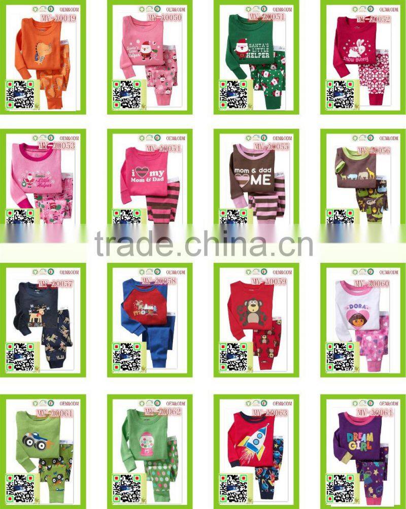 lovely cute walmart girl's cotton parallel pajamas MY-A0060