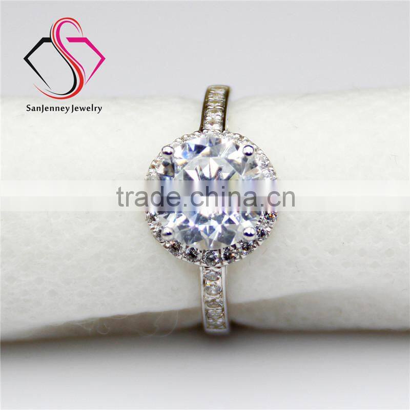 Round Brilliant Cut Moissanite 3CT 9.0mm Center 14k 18k White Yellow Gold Halo Diamond Engagement Ring
