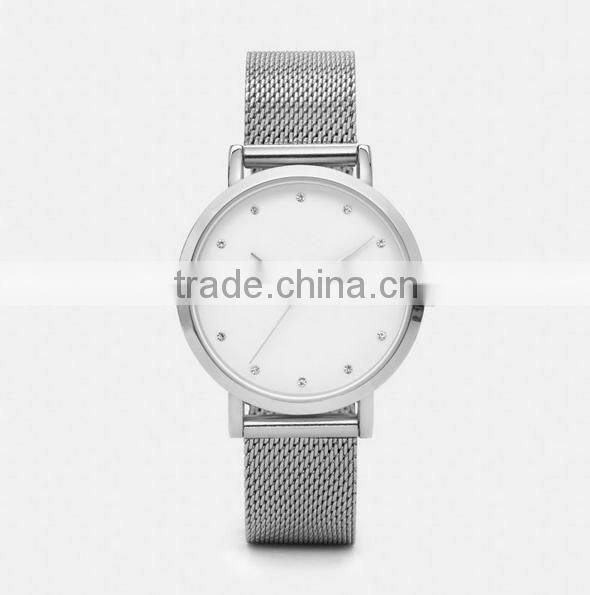 Mesh Band Minimalist Mineral/Sapphire Glass Watches Chain Wrist Watch