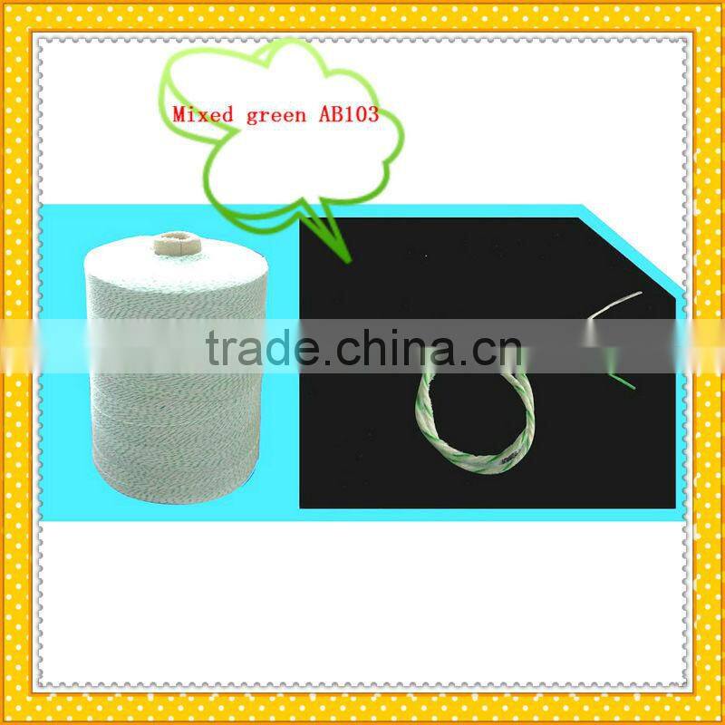 100% wax polyester spun bag closing/sewing thread mixed green AB103