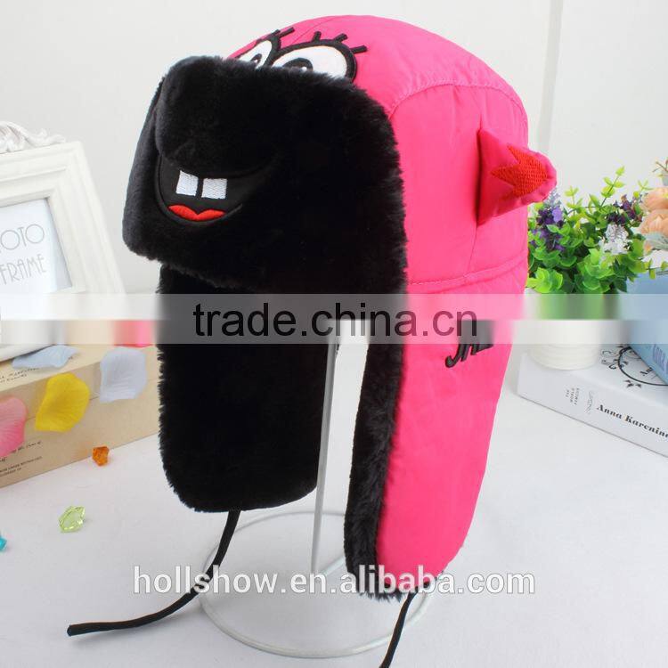 Autumn Winter New Fashion Cute Eyes Embroidery Children Kids Earflap Hat