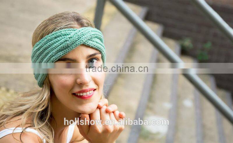 Europe and America Hot Selling Fashion Trendy Lady Girls Plain Sports Knitted Headband