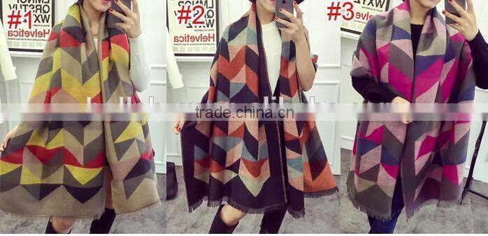 New Winter Warm Geometry Pattern Fashion Ladies Pashmina Shawl Wool Scarf