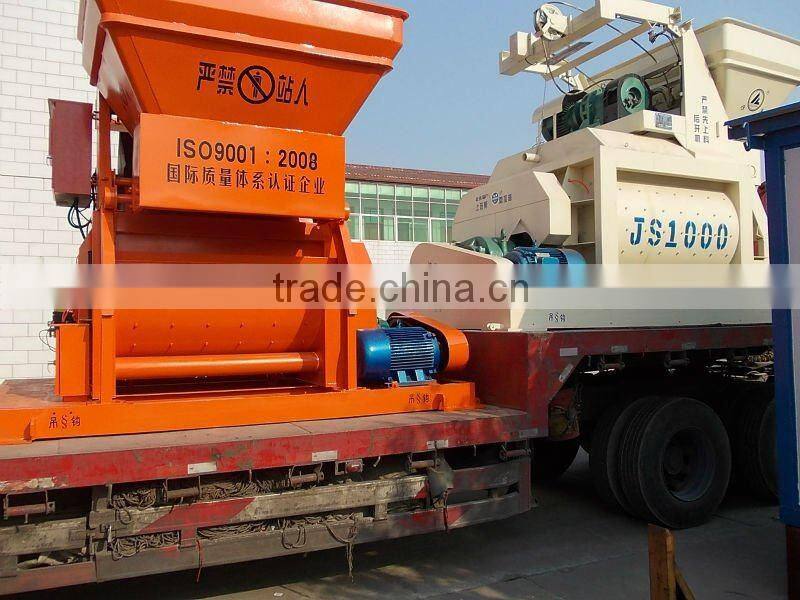 JS1000 small concrete mixer with twin shaft
