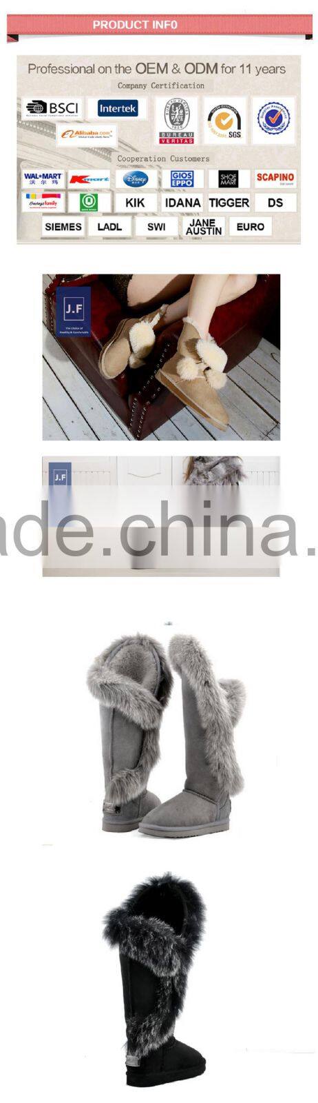 2015 factory direct fashion fox fur high heels snow boots women