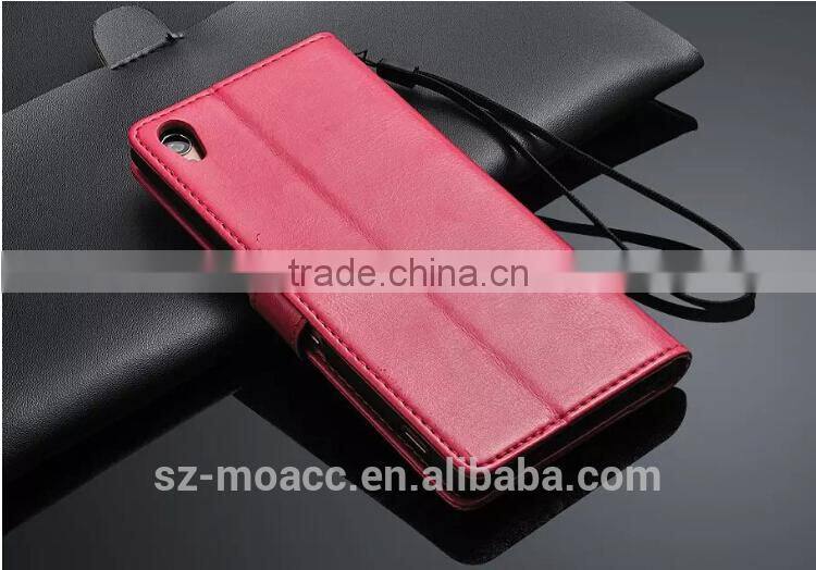 Hot selling Flip leather wallet case cover for sony xperia z3