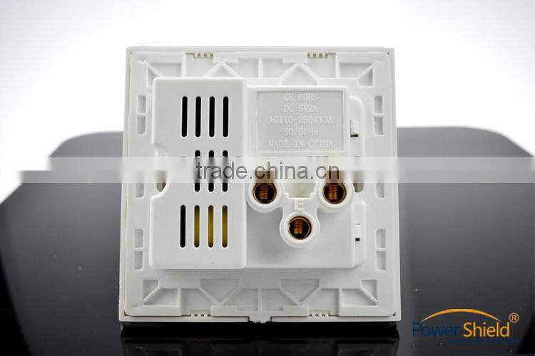 Glass Panel Britian Type G power Adapter with Dual USB outlet wall socket 230V 13A