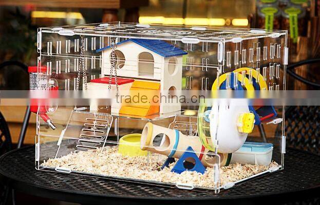 Fancy acrylic hamster cage cute hamster house and box acrylic pets box and carriers