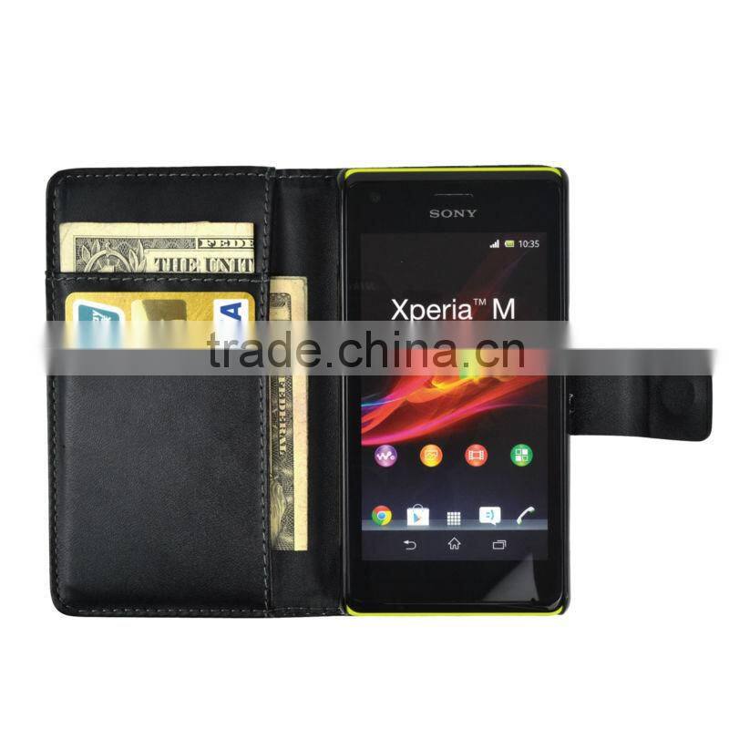 Perfect Fit Wallet card slot Leather Case for Sony Xperia M
