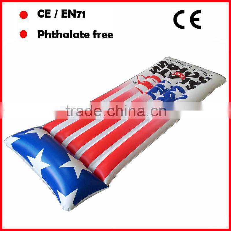 PVC adults pool floating air mattress inflatable water mattress with printing