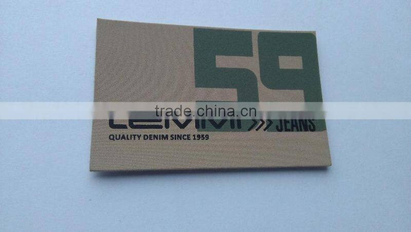 Custom printed white fake leather patch