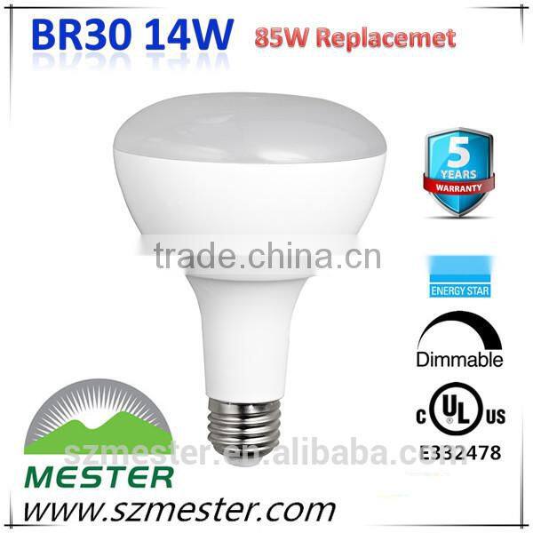 UL cUL ES E26 Dimmable 120V 1050lm 15w 85w equal BR40 LED Light Bulbs