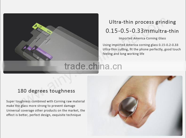 Ainy 2015 new products 0.2mm corning invisible tempered glass screen shield for Samsung Galaxy on7