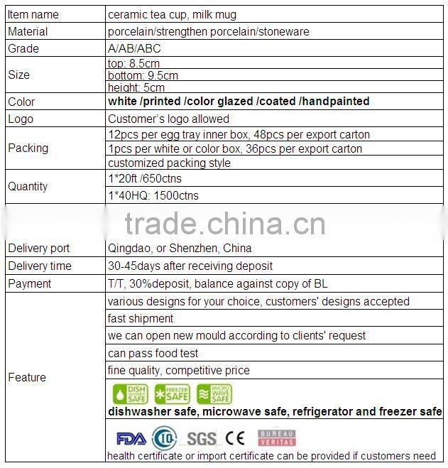 Hot selling creative Ceramic coffee cup set, porcelain tea cup