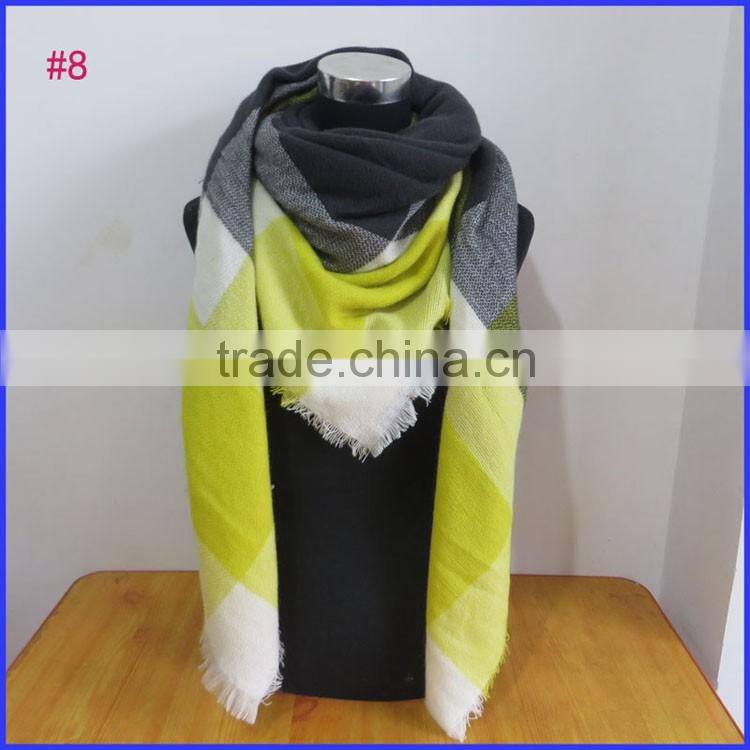Hot selling winter tartan plaid scarf cashmere