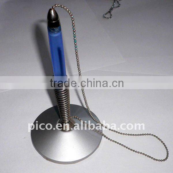 Metal spring based table pen with chain for promotion