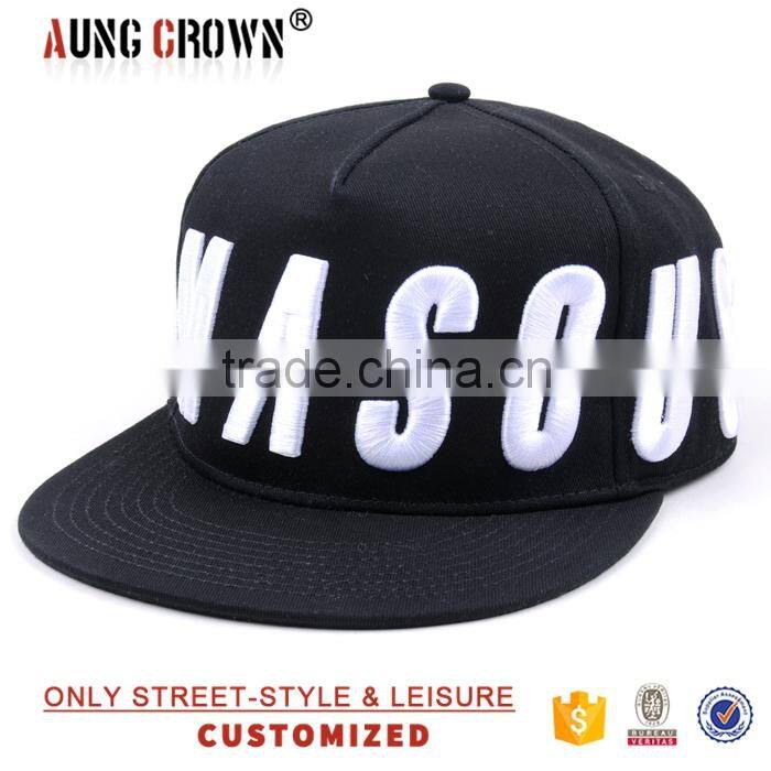 6 panels custom 3D embroider flat bill snapback cap and hat