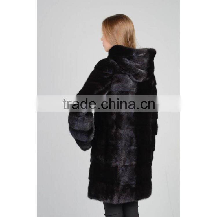 emk1448 natural black hoody mink fur coat women