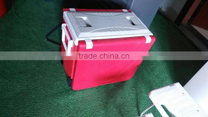 Portable Camping Ice Cooler Box With Fold-able Desk And Table