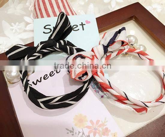 high quality custome printed floral cat ear hair tie ponytail holders elastic bands