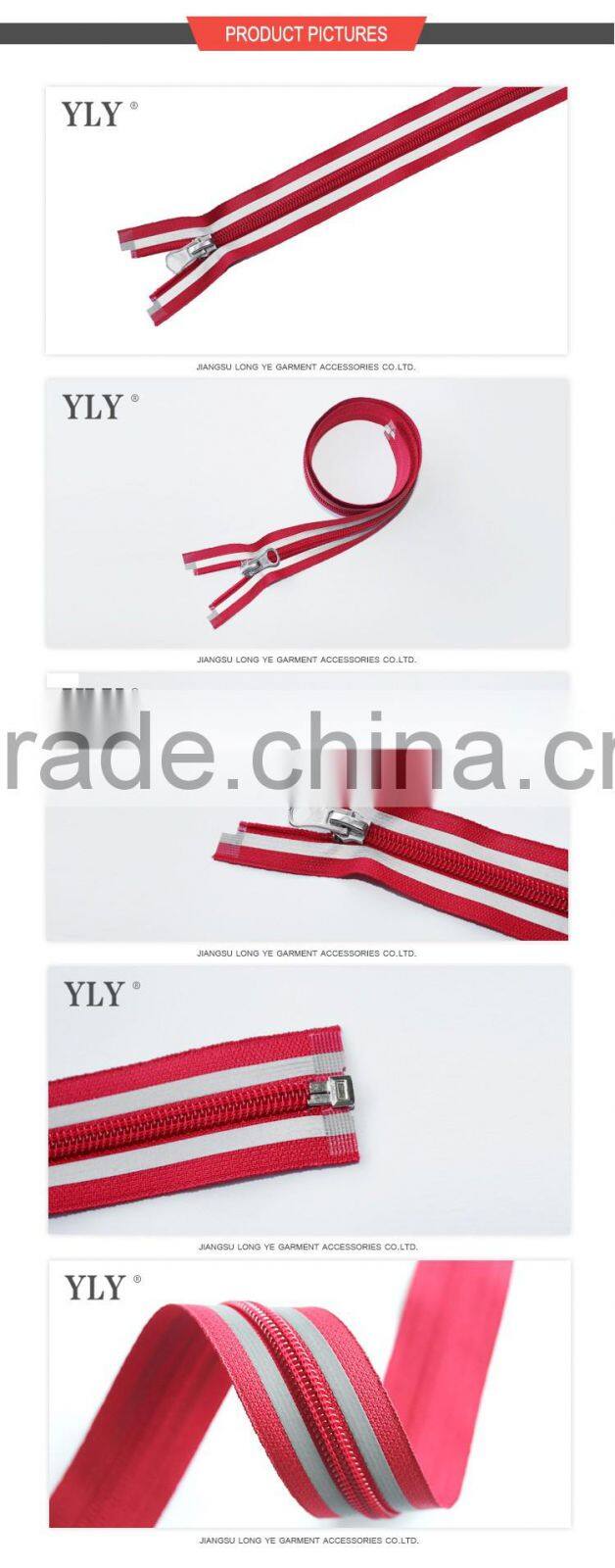 Beautiful multicolor nylon zippers with metal slider