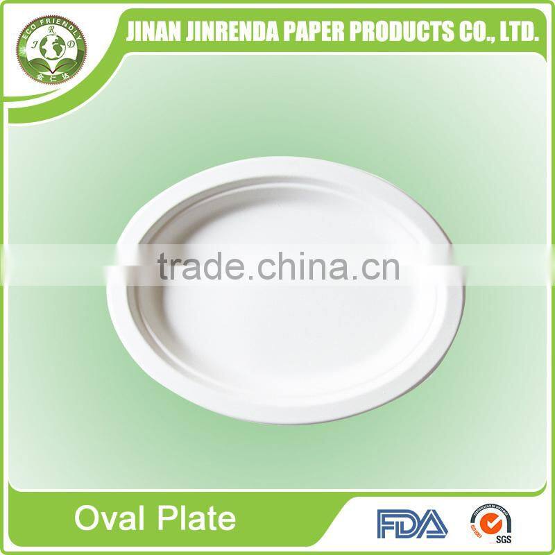Disposable eco-friendly sugarcane composable 12.5" Oval Plates