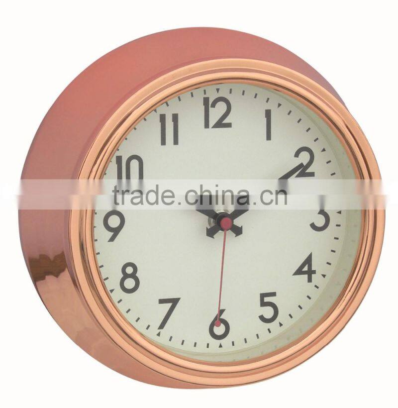 Fasional decoractive hall way rose gold metal wall mounted clock