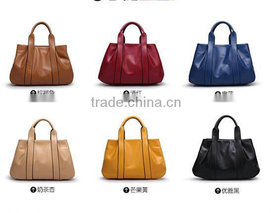 Guangzhou factory hot ladies bag wrinkle shoulder bag soft leather tote bag