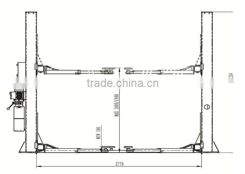Two post or 2-post floor plate car lift