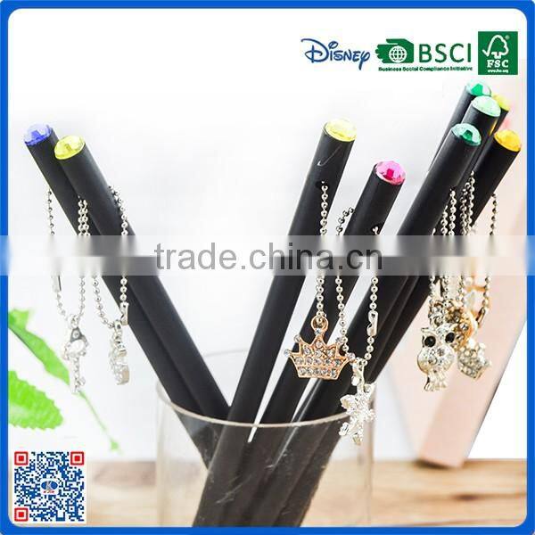 high quality black wood pencil without eraser with hanging drop